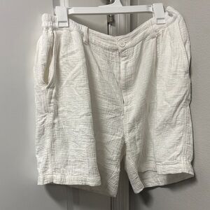 Aerie Women's Linen Long White Shorts